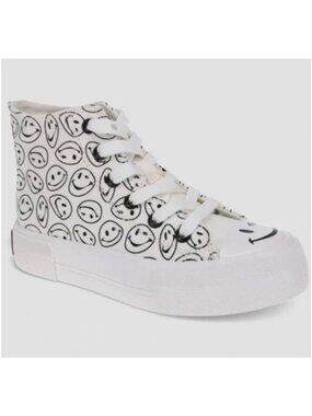 Joe Boxer Girls' Sneakers - White 13 Smiley Face Pattern